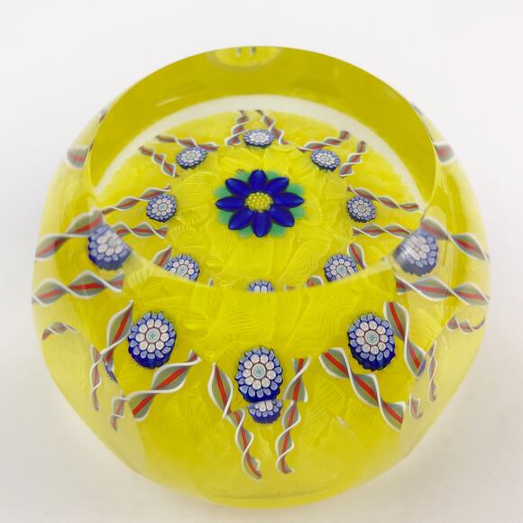Perthshire PP224 2000 Flower & Complex Canes Yellow Lace Twist Paperweight Cert - Picture 4 of 15